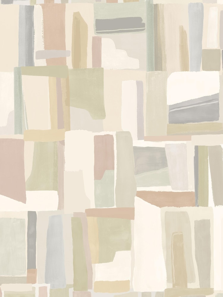 Ohpopsi Avocado Mist Abstract Cubes Wallpaper Sample - Image 1 of 1