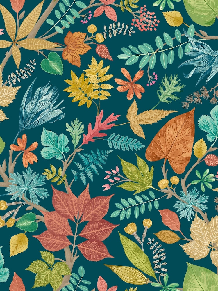 Ohpopsi Teal  Corn Lush Leaves Wallpaper Sample - Image 1 of 1