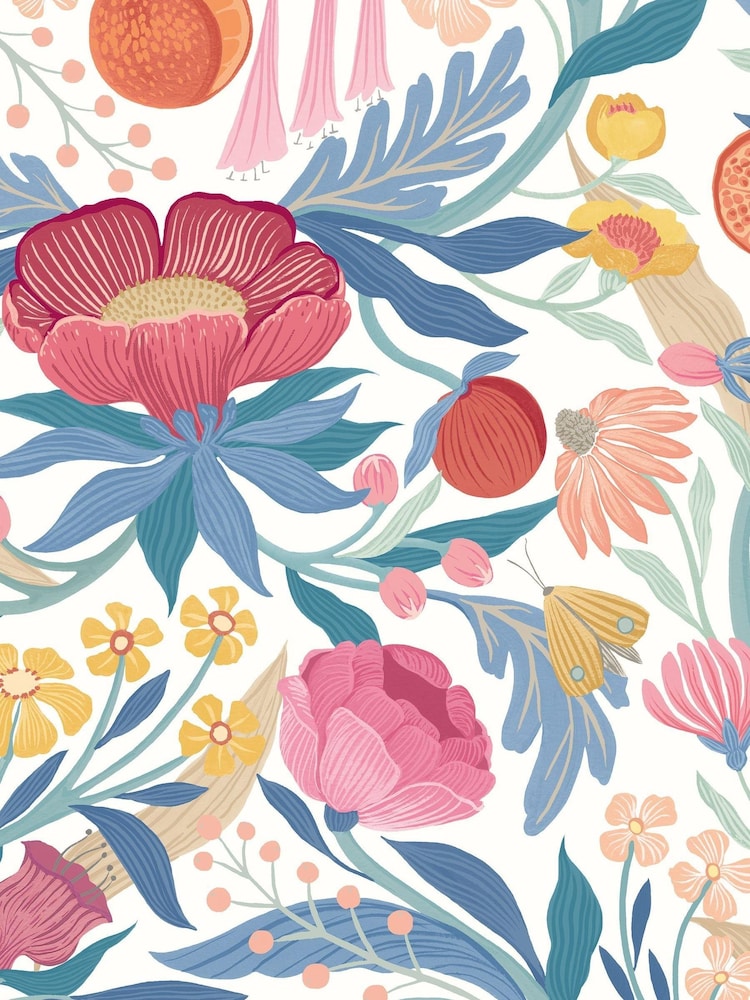 Ohpopsi Cornflower Clementine Wallpaper Sample - Image 1 of 1