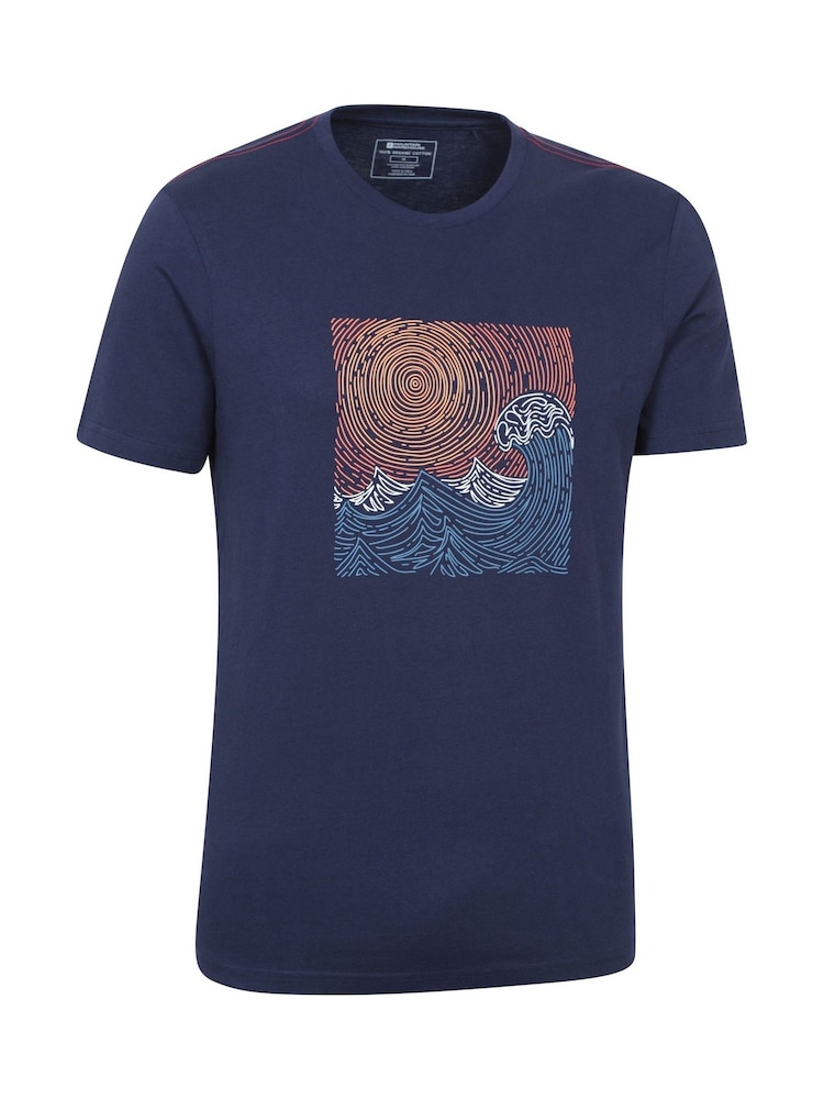 Mountain Warehouse Blue Mens 100% Cotton Tidal Wave T-Shirt - Image 3 of 6