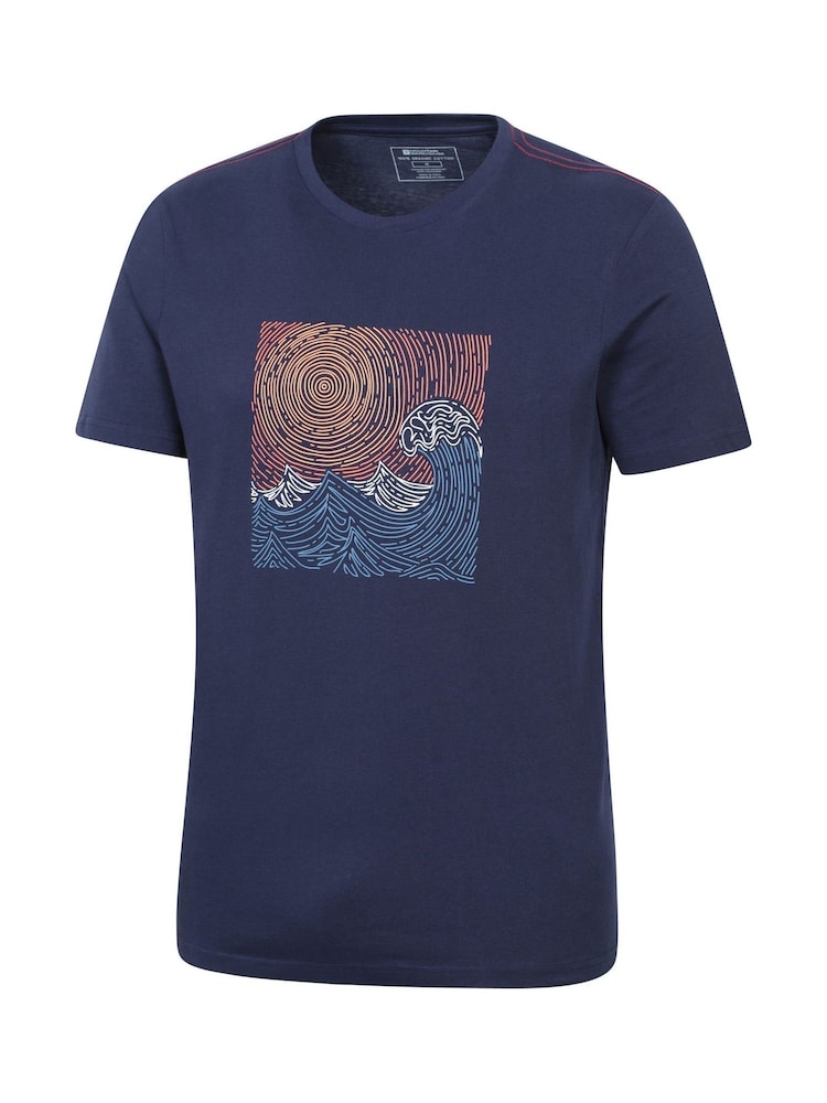 Mountain Warehouse Blue Mens 100% Cotton Tidal Wave T-Shirt - Image 4 of 6