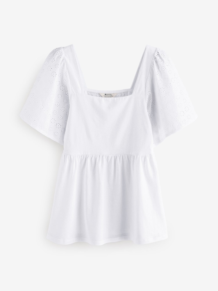 Mountain Warehouse White Womens Verona Broderie Sleeve Top - Image 5 of 5