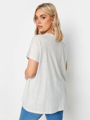 Yours Curve Grey Placement Print T-Shirt - Image 3 of 5