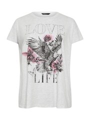 Yours Curve Grey Placement Print T-Shirt - Image 5 of 5