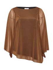 Yours Curve Brown Long Sleeve Asymmetrical Blouse - Image 5 of 5