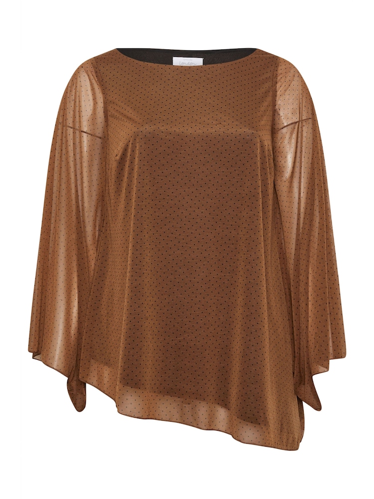 Yours Curve Brown Long Sleeve Asymmetrical Blouse - Image 5 of 5