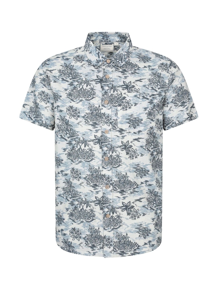 Mountain Warehouse White 100% Cotton Tropical Printed Mens Short Sleeved Shirt - Image 1 of 5