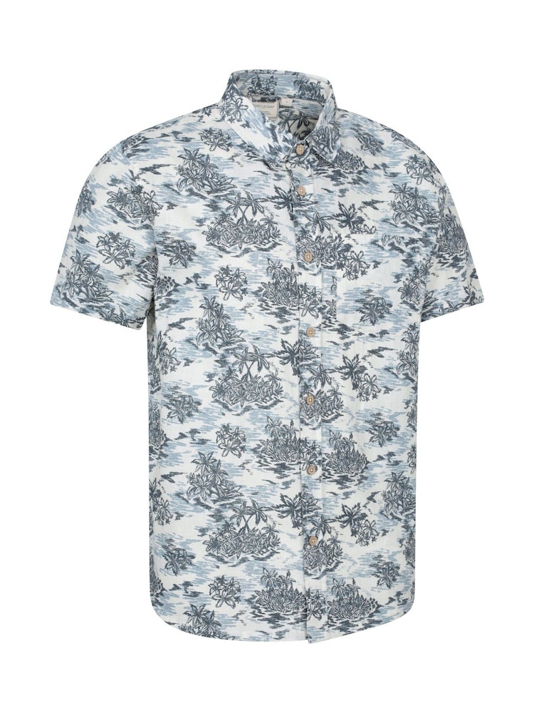 Mountain Warehouse White 100% Cotton Tropical Printed Mens Short Sleeved Shirt - Image 2 of 5