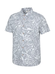 Mountain Warehouse Grey 100% Cotton Tropical Printed Mens Short Sleeved Shirt - Image 4 of 5