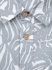 Mountain Warehouse Grey 100% Cotton Tropical Printed Mens Short Sleeved Shirt - Image 5 of 5