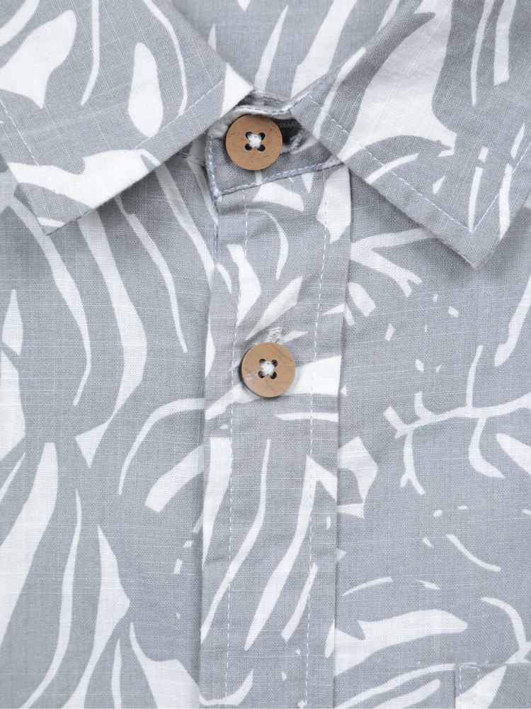 Mountain Warehouse Grey 100% Cotton Tropical Printed Mens Short Sleeved Shirt - Image 5 of 5