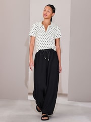 Black Slinky Wide Leg Trousers - Image 1 of 9