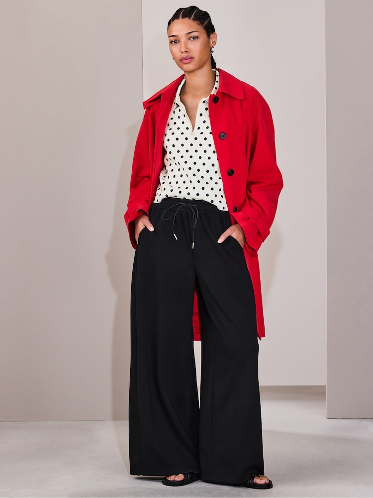 Black Slinky Wide Leg Trousers - Image 2 of 9