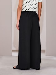 Black Slinky Wide Leg Trousers - Image 4 of 9
