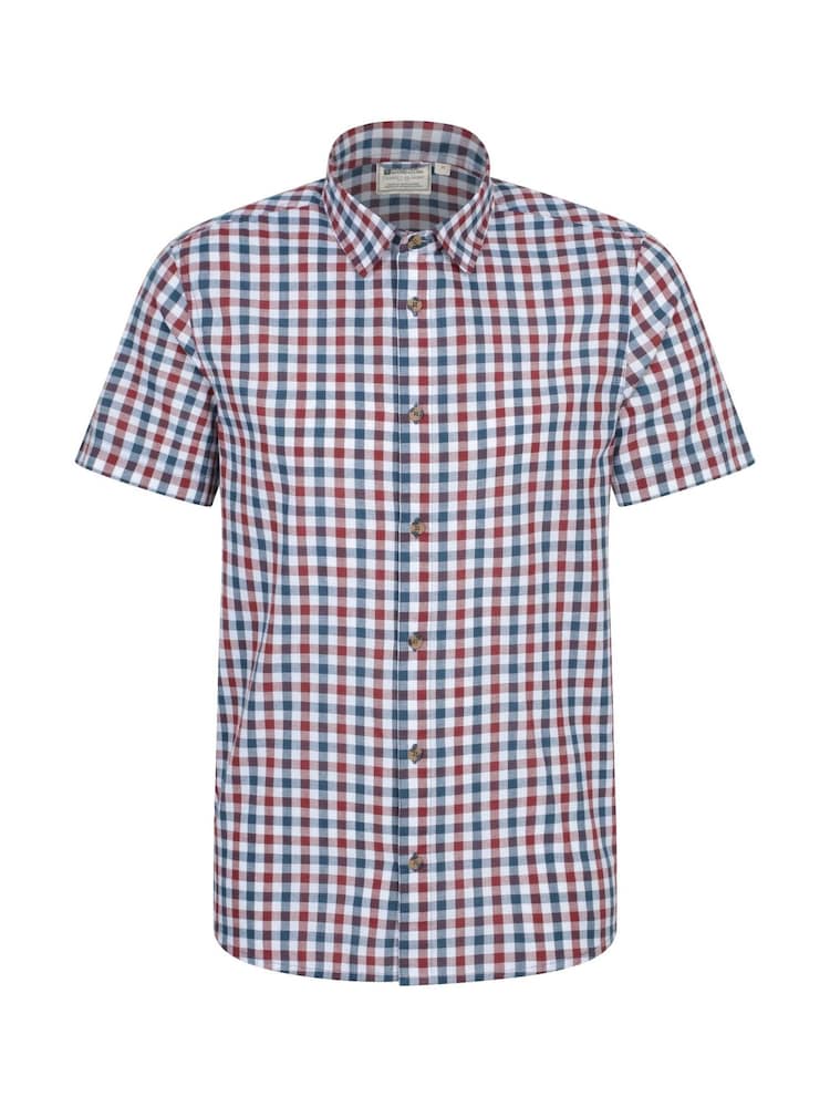 Mountain Warehouse Red Weekender Mens 100% Cotton Short Sleeve Shirt - Image 1 of 5