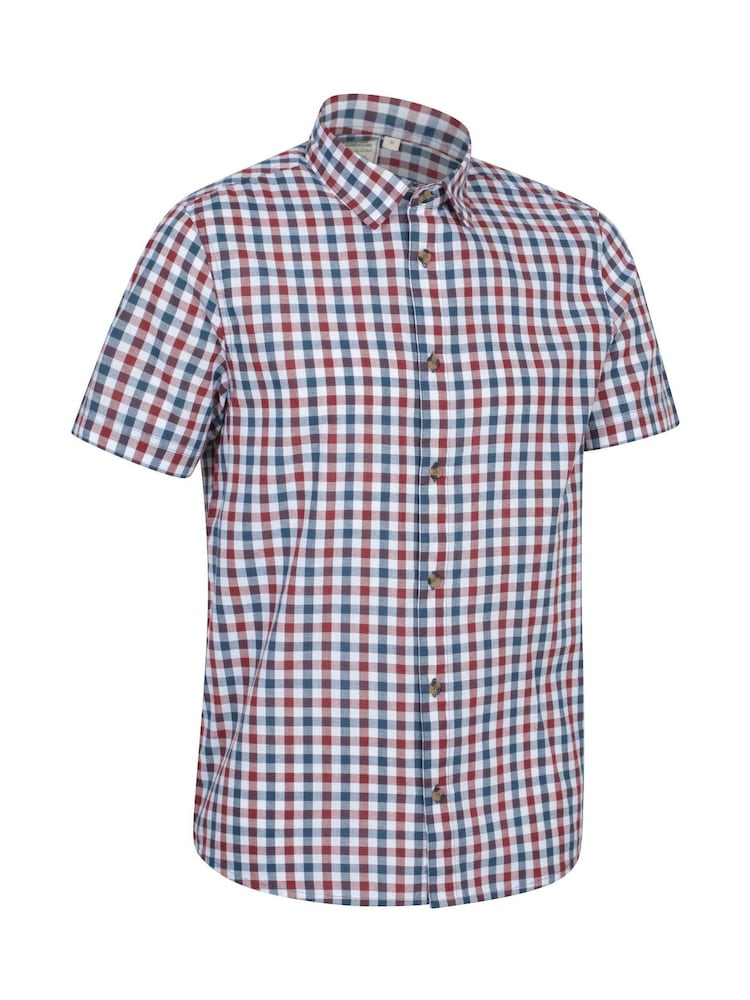 Mountain Warehouse Red Weekender Mens 100% Cotton Short Sleeve Shirt - Image 2 of 5