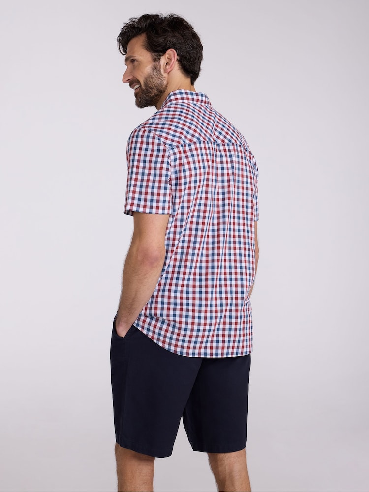 Mountain Warehouse Red Weekender Mens 100% Cotton Short Sleeve Shirt - Image 2 of 9 Mountain Warehouse Red Weekender Mens 100% Cotton Short Sleeve Shirt - Image 2 of 9