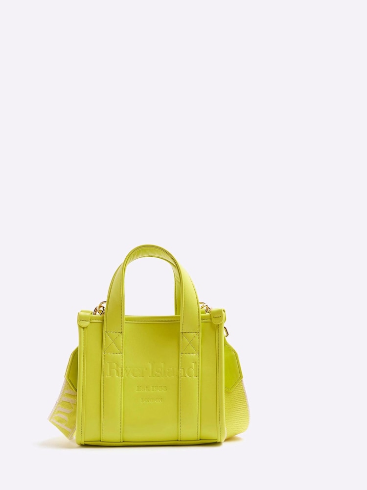 River Island Green Mini Embossed Tote Bag - Image 1 of 5 River Island Green Mini Embossed Tote Bag - Image 1 of 5