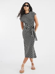 River Island Black Stripe Knot Side Dress - Image 1 of 4