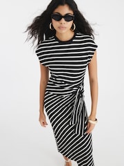 River Island Black Stripe Knot Side Dress - Image 2 of 4
