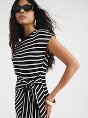 River Island Black Stripe Knot Side Dress - Image 3 of 4