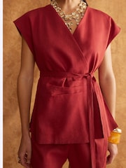 River Island Red Off The Shoulder Wrap Tunic Top - Image 4 of 4