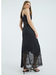 River Island Black One Shoulder Lace Satin Maxi Dress - Image 3 of 4