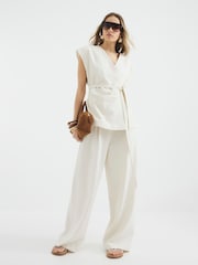 River Island Cream Off The Shoulder Wrap Tunic Top - Image 1 of 4