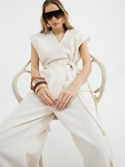 River Island Cream Off The Shoulder Wrap Tunic Top - Image 2 of 4