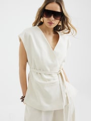 River Island Cream Off The Shoulder Wrap Tunic Top - Image 4 of 4