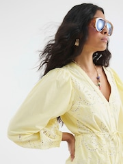 River Island Yellow 100% Cotton Poplin Shirt Dress - Image 3 of 4