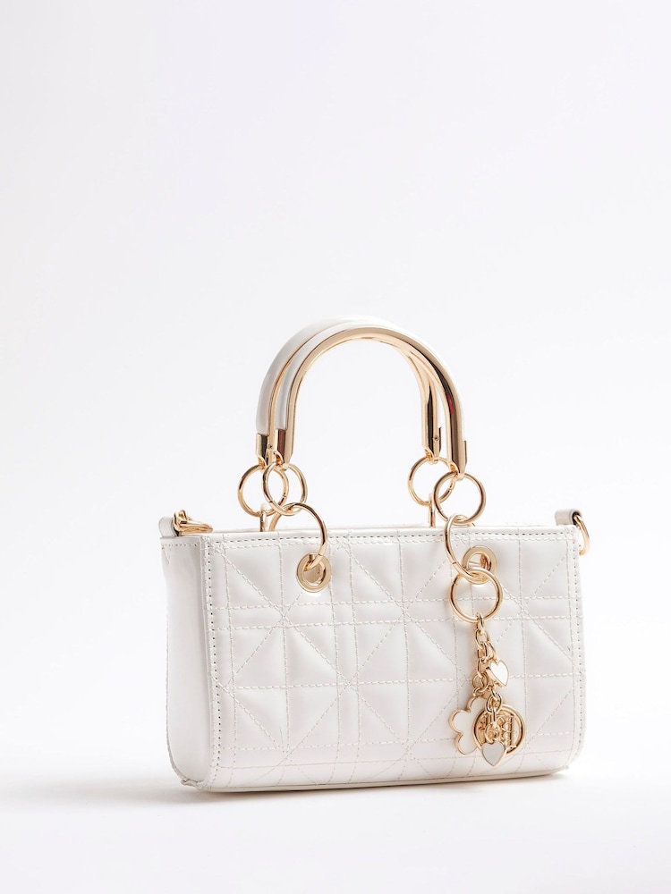 River Island White Metal Handle Tote Bag - Image 2 of 6 River Island White Metal Handle Tote Bag - Image 2 of 6