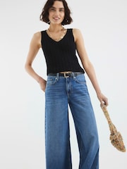 River Island Blue Low Rise Belted Baggy Jeans - Image 2 of 4