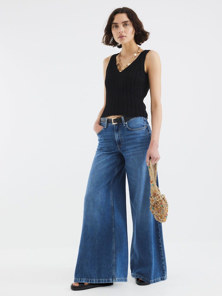 River Island Blue Low Rise Belted Baggy Jeans - Image 4 of 4