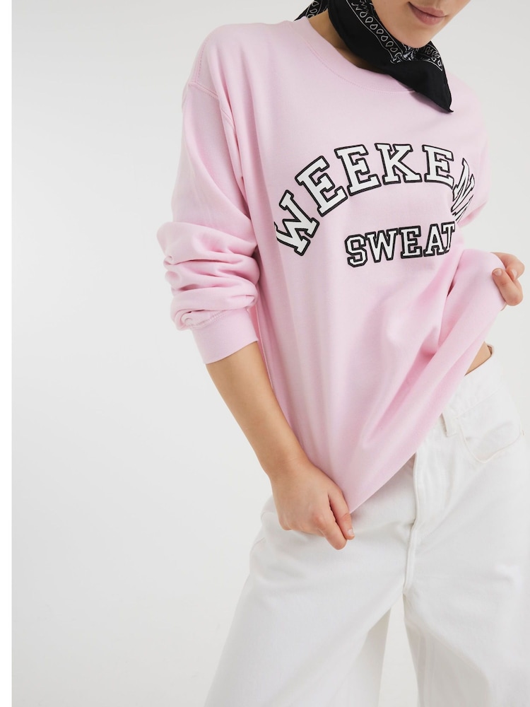 River Island Pink Long Sleeve Weekend Sweatshirt - Image 2 of 4