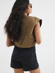 River Island Black 100% Cotton Zip Front Casual Shorts - Image 2 of 4