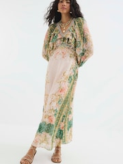River Island Pink V-Neck Ruffle Maxi Dress - Image 1 of 4