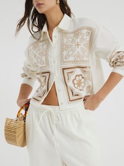 River Island Cream Cutwork Broderie Trousers - Image 4 of 6