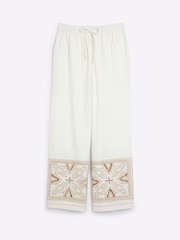 River Island Cream Cutwork Broderie Trousers - Image 5 of 6