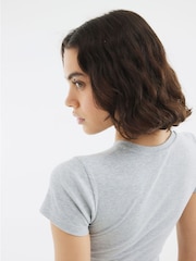 River Island Grey Diamante Bow Ribbed T-Shirt - Image 4 of 4