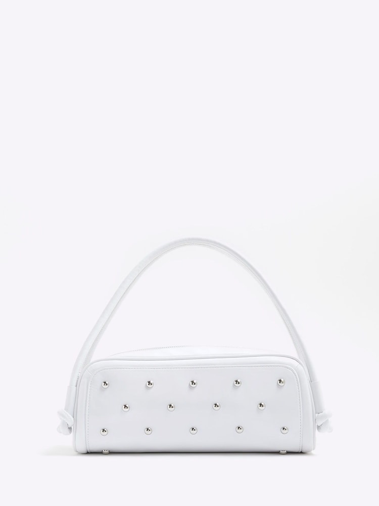 River Island White Studded Shoulder Bag - Image 1 of 6 River Island White Studded Shoulder Bag - Image 1 of 6