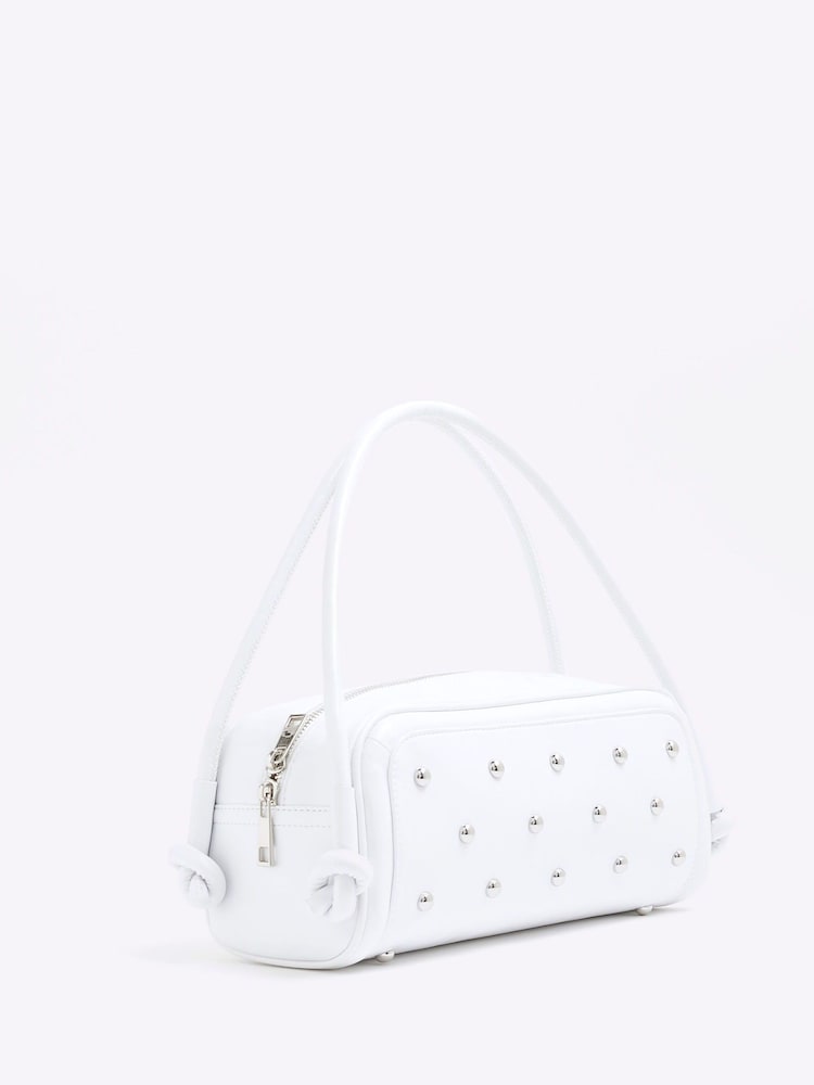 River Island White Studded Shoulder Bag - Image 2 of 6 River Island White Studded Shoulder Bag - Image 2 of 6
