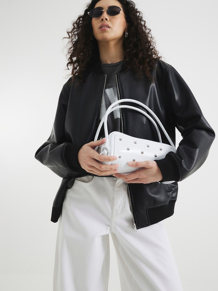 River Island White Studded Shoulder Bag - Image 6 of 6 River Island White Studded Shoulder Bag - Image 6 of 6