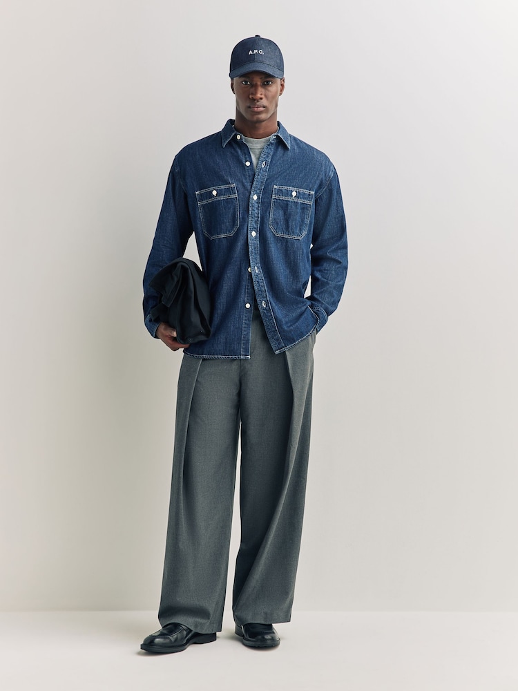 Edwin Blue Denim Work Shirt - Image 1 of 6