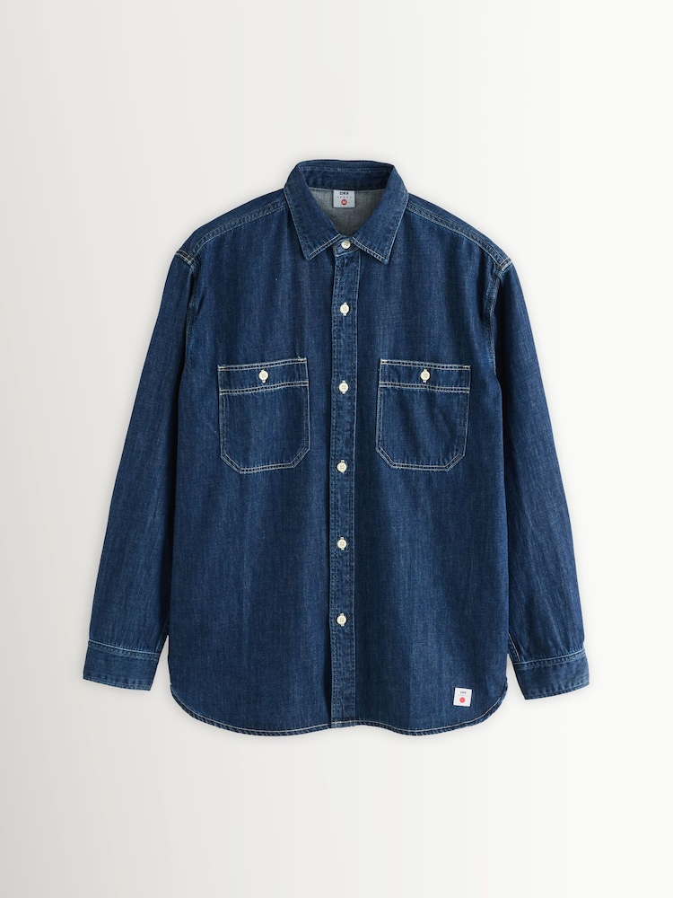 Edwin Blue Denim Work Shirt - Image 6 of 6