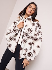 Friends Like These Cream Full Zip Floral Borg Jacket - Image 1 of 5