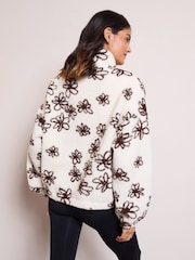 Friends Like These Cream Full Zip Floral Borg Jacket - Image 5 of 5