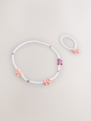 Pink Pearl Bow Jewellery Set - Image 1 of 3