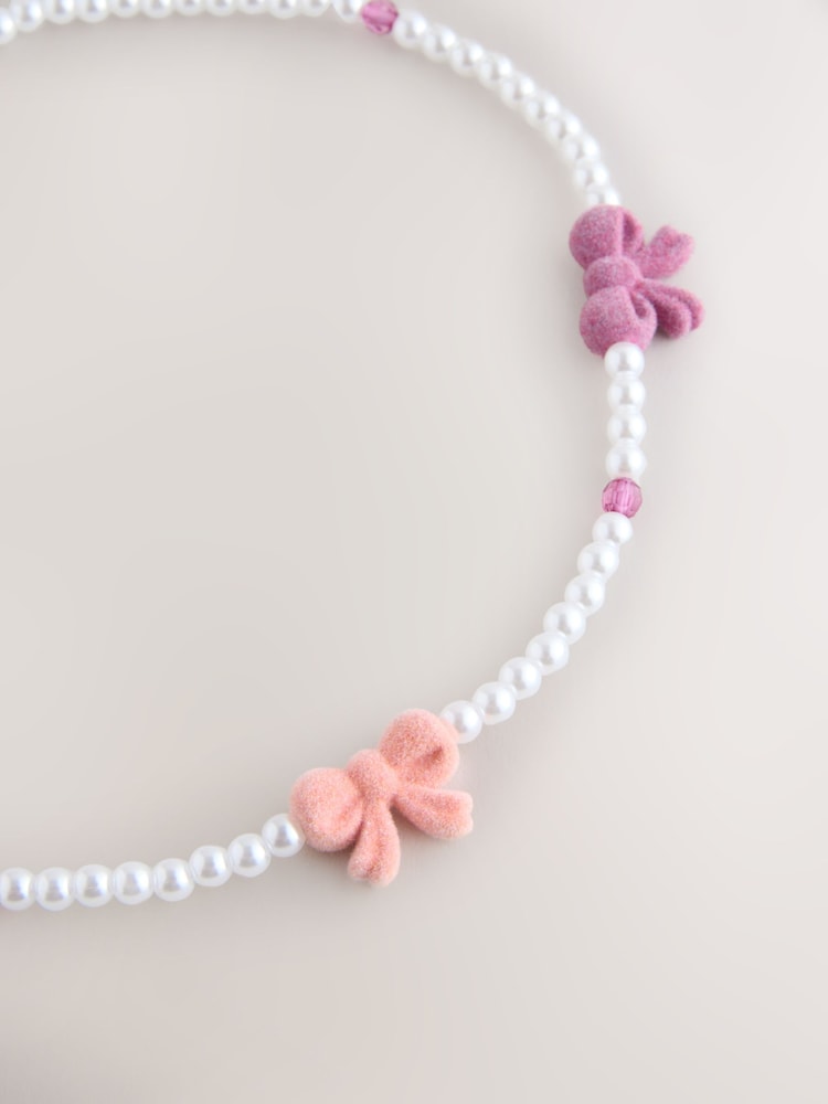 Pink Pearl Bow Jewellery Set - Image 2 of 3