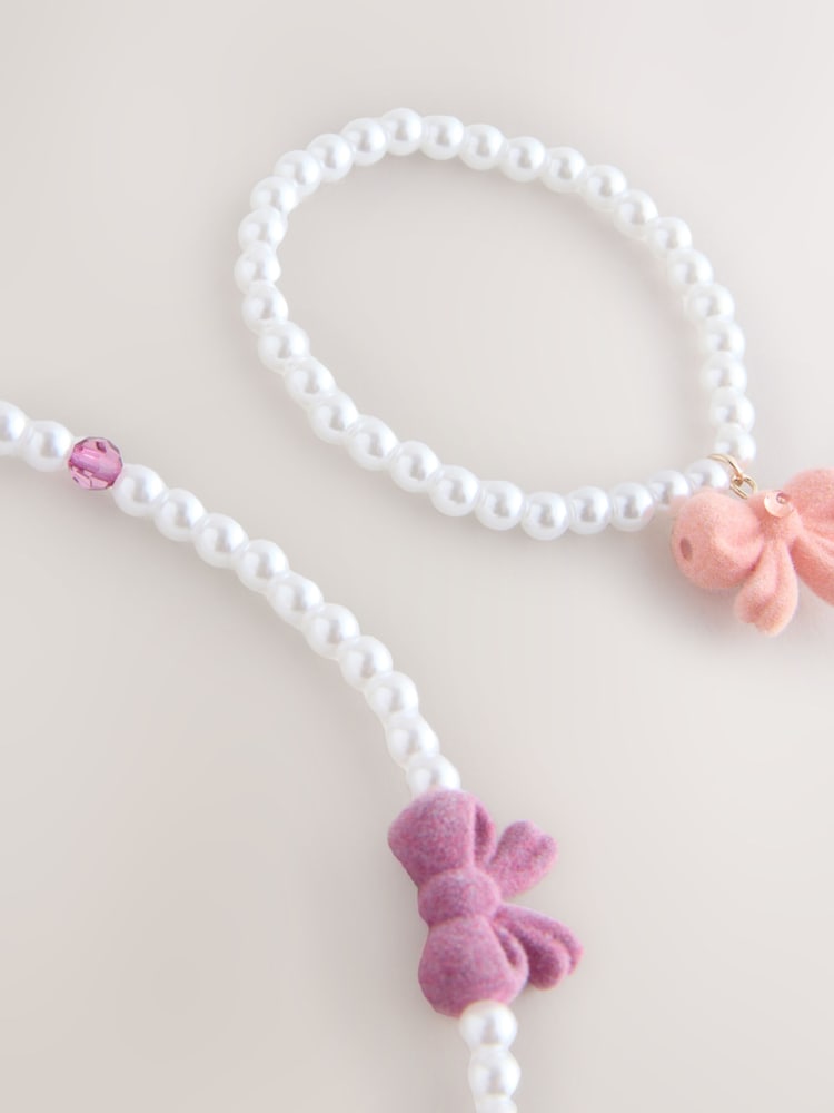 Pink Pearl Bow Jewellery Set - Image 3 of 3